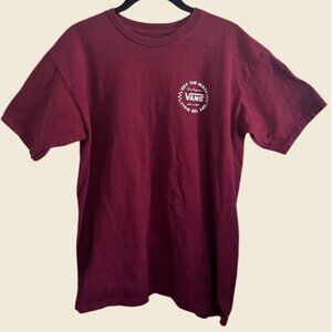 VANS Off The Wall Burgundy Logo T-Shirt Size M